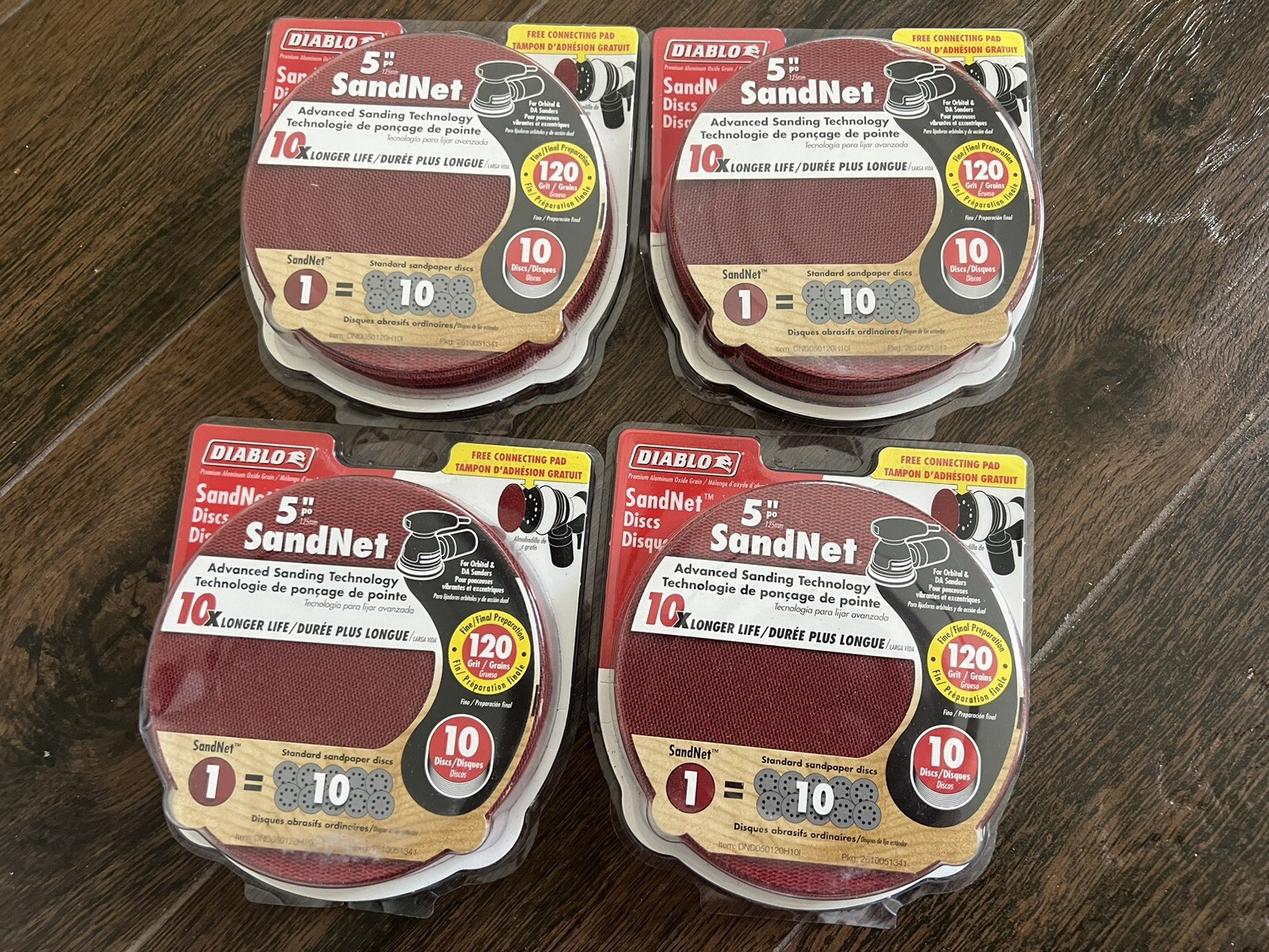 NEW Diablo 5″ SandNet 120 Grit Paper for Orbital & DA Sanders 10 Pack – Lot of 4