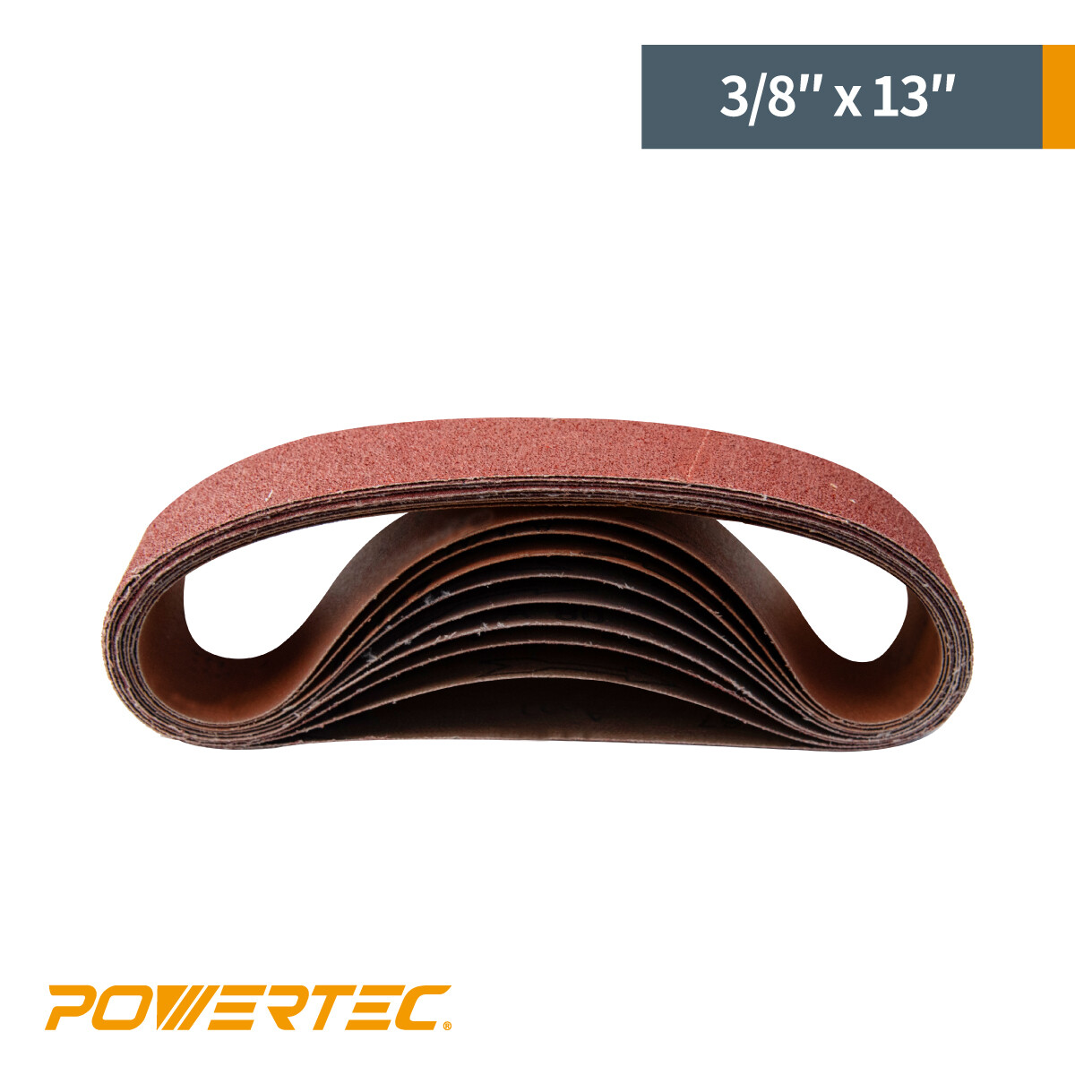 POWERTEC 3/8 x 13″ Sanding Belts 150 Grit 10pcs Aluminum Oxide Sandpaper 401315