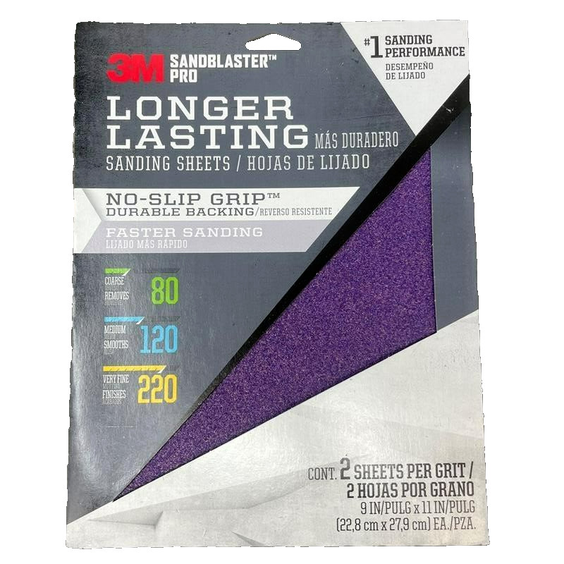 3M SandBlaster Pro Multi-grade Pack Sheet Sandpaper 3 Pack of 6 sheets