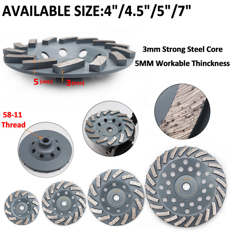 4/4.5/5/7 Diamond Grinding Wheel 5/8-11 Grinder Sanding Disc for Marble Granite