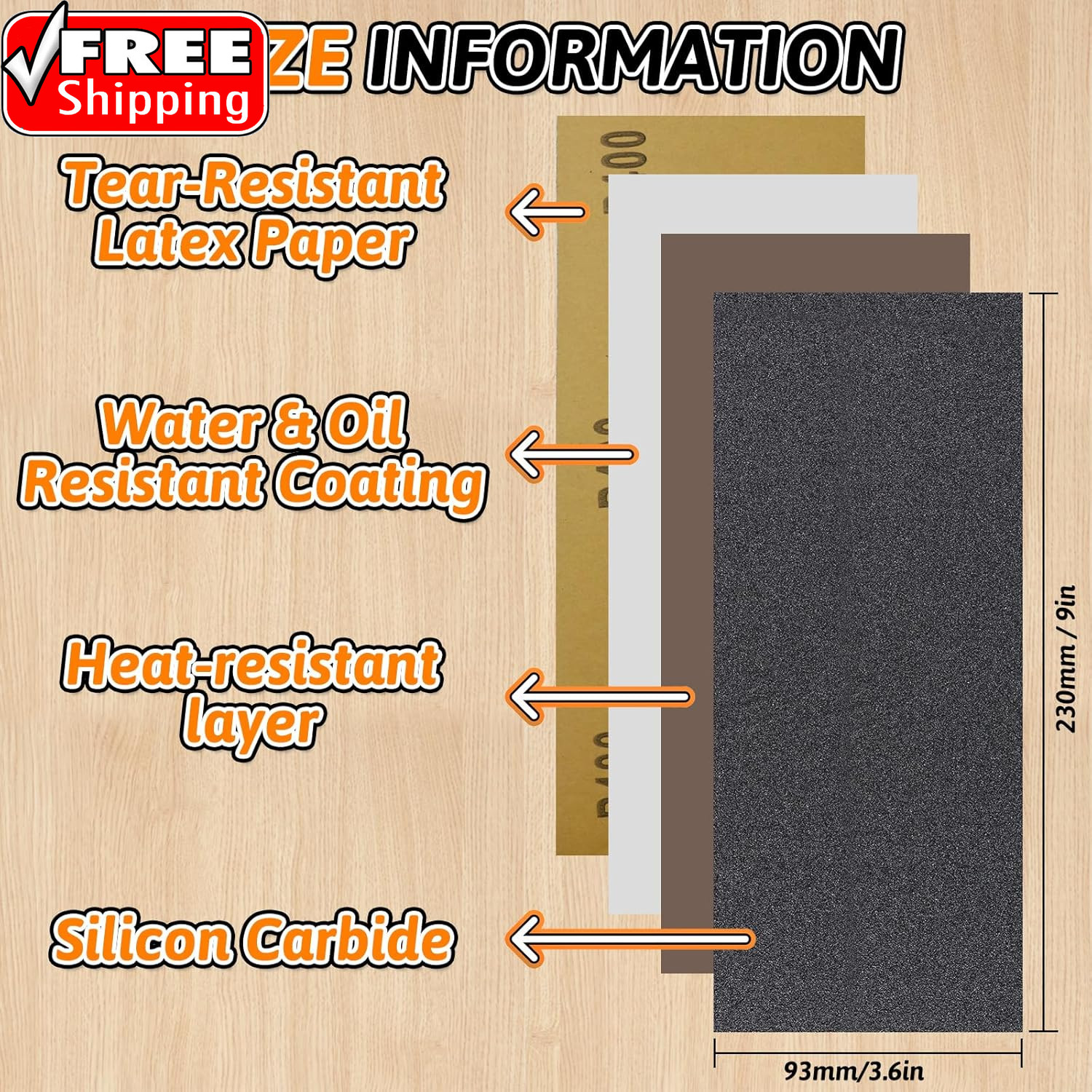 45 Pcs Sandpaper Assortment 80-5000 Grit Wet Dry Sandpaper Sheets, 9 X 3.6 Inch