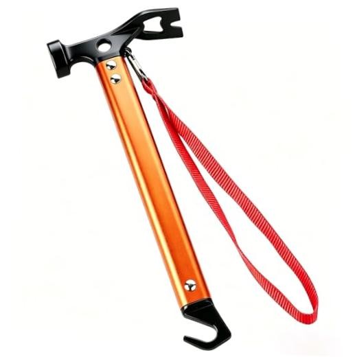 Carbon Steel Aluminum Camping Hammer, 12″ Small Lightweight Three-in-One