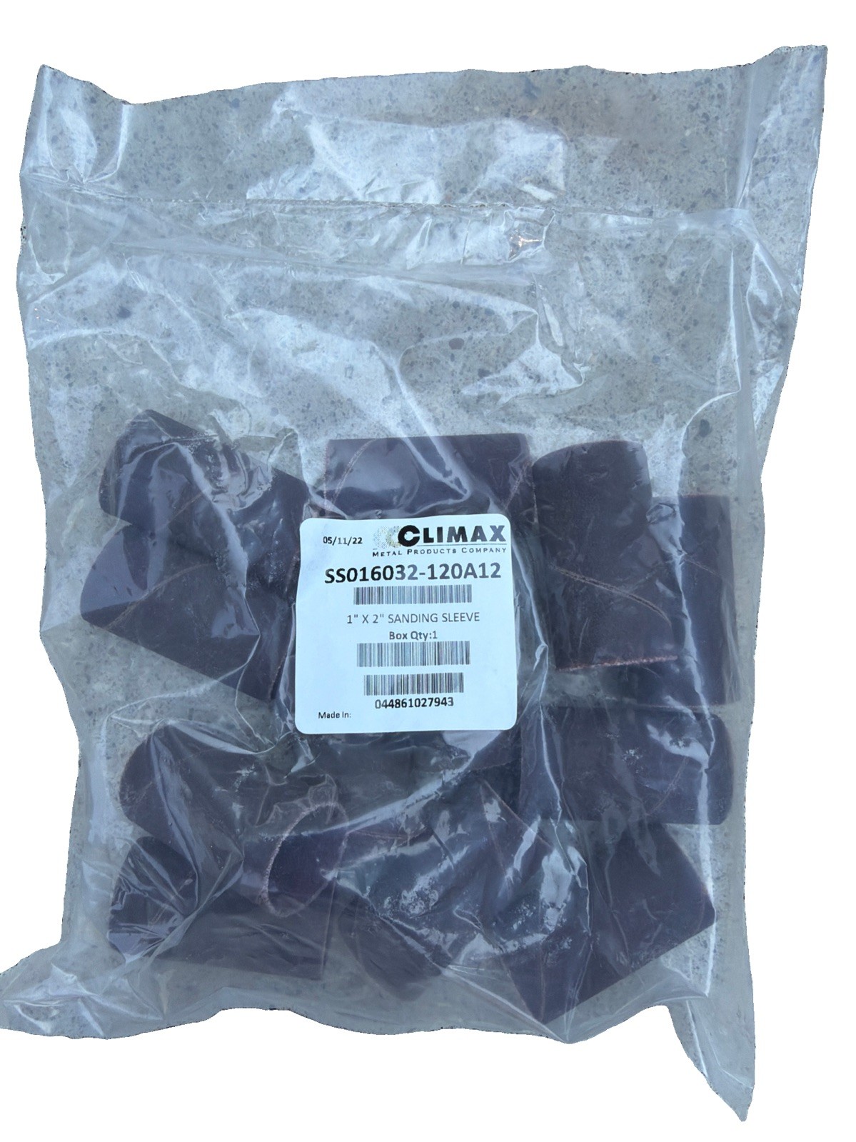CLIMAX SS016032-120A12 – 1” X 2″ SANDING SLEEVE 12PCS/PK 120-GRIT *NEW!*