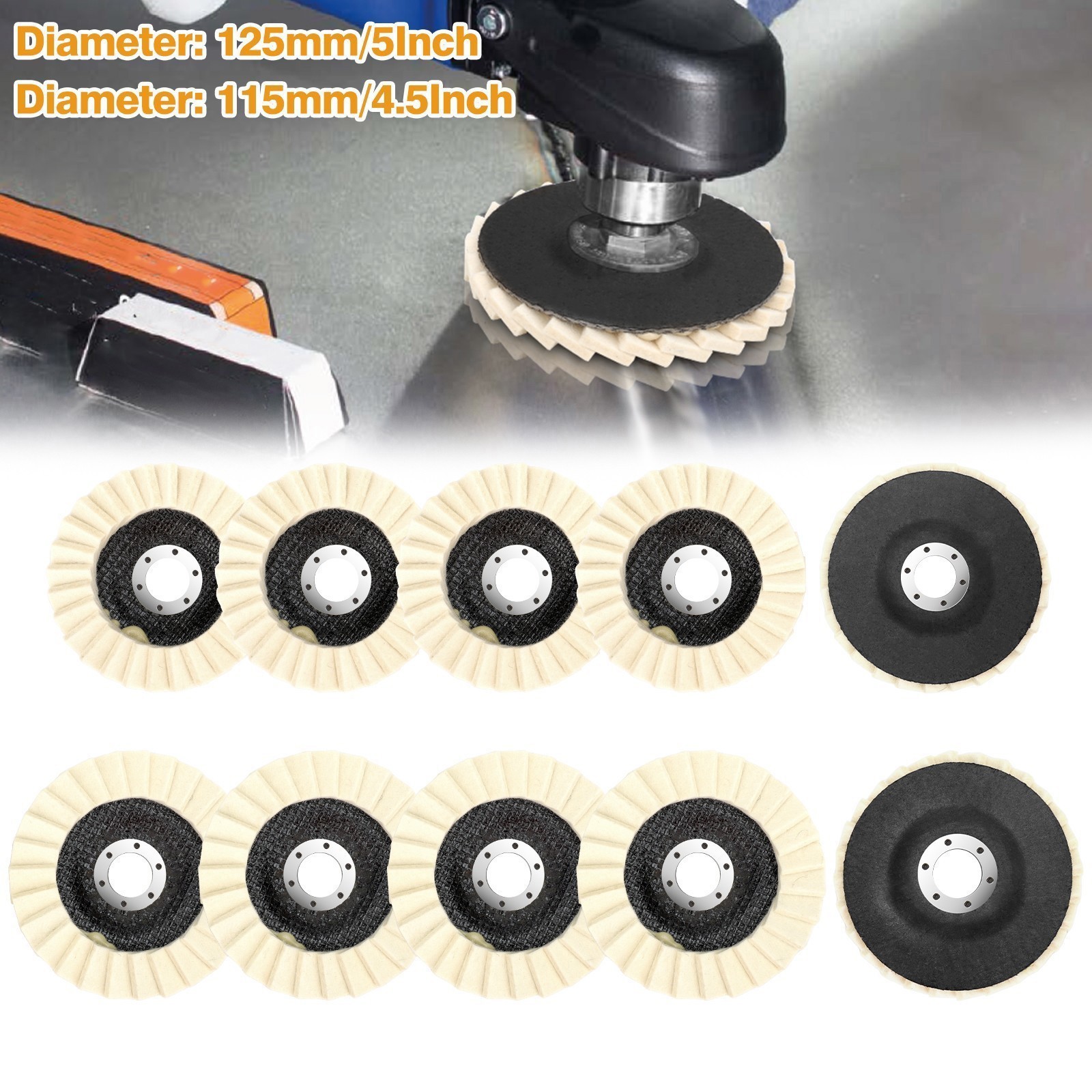 5pcs 4.5INCH Wool Polishing Wheel Buffing Pads Flap Felt Disc for Angle Grinder