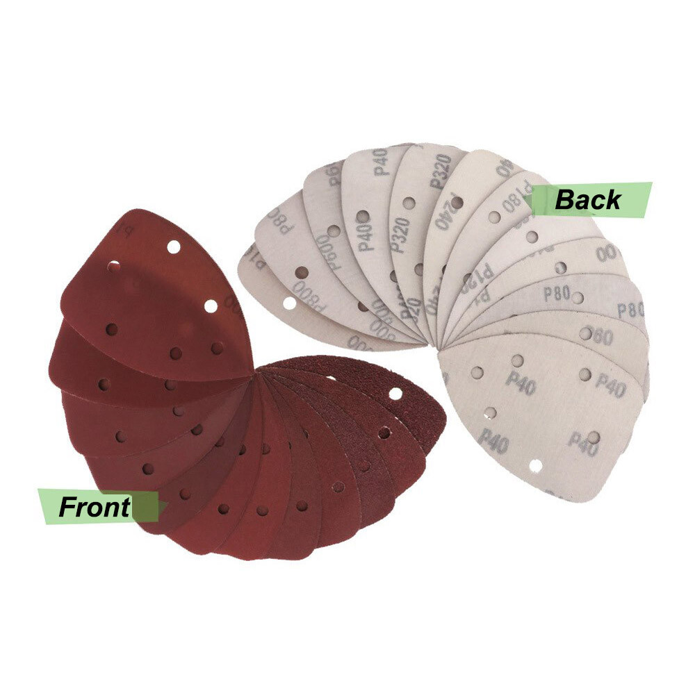 6 Hole Triangular Sanding Pads 140x140x90mm Hook & Loop Red Sand Paper 40#-1000#