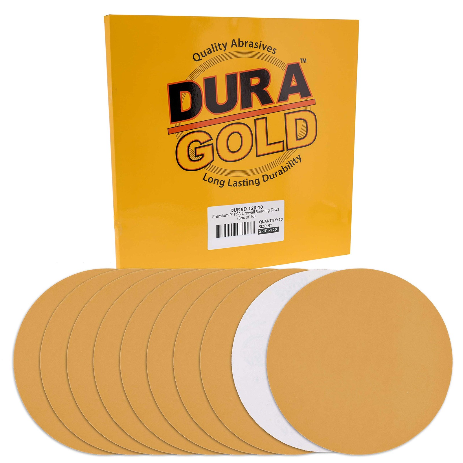 Dura-Gold 9 Drywall Sanding Discs – 120 Grit (Box of 10) – Sandpaper Discs with