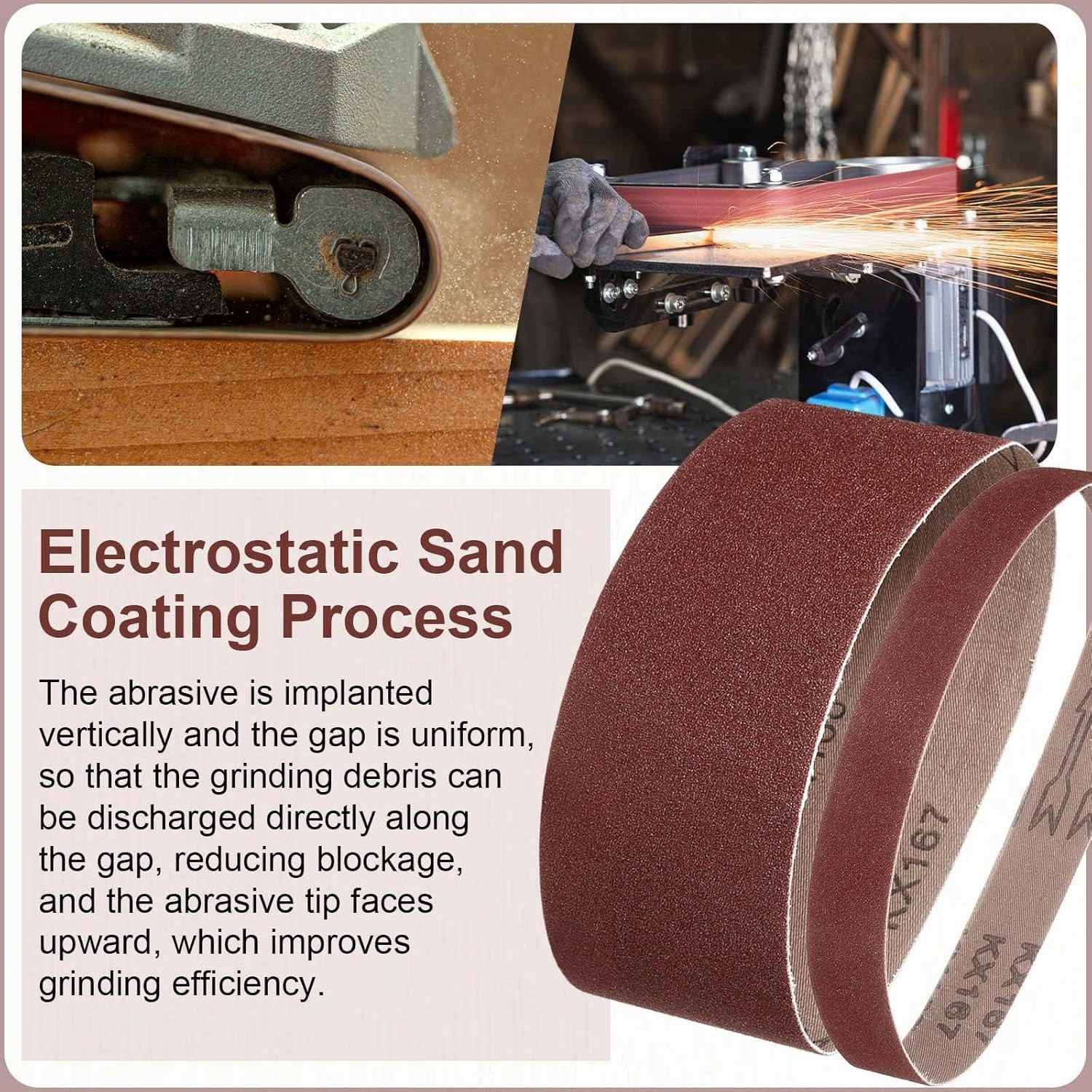 2 Pcs 1 x 42 Inch 100 Grit Aluminum Oxide Sanding Belts for Precision Sanding