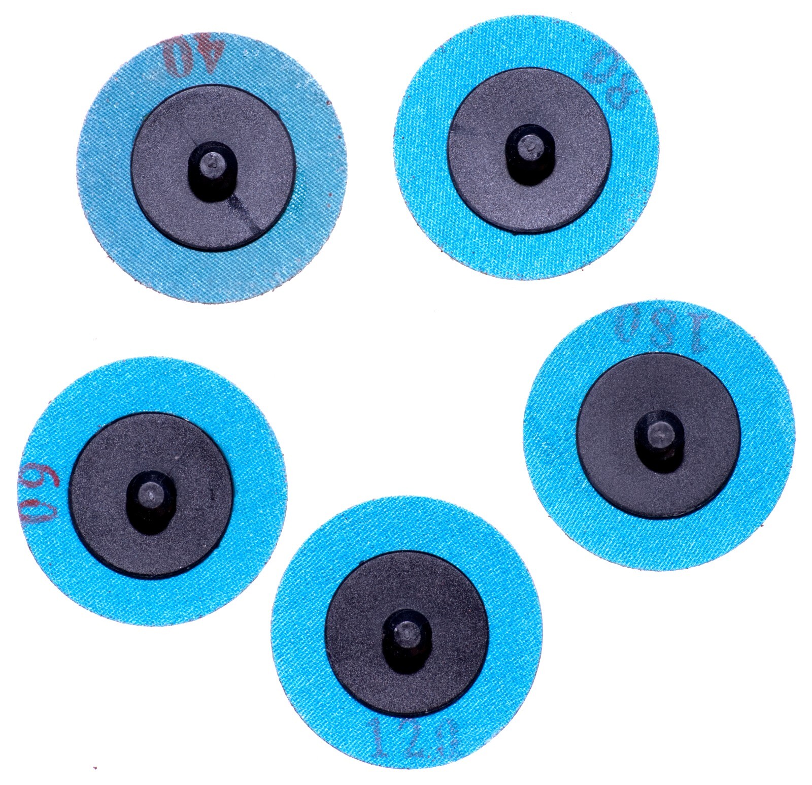 5 Pack Variety 2-in Abrasive Sanding Discs, Twist-Lock, Coarse, Med. & Fine Grit