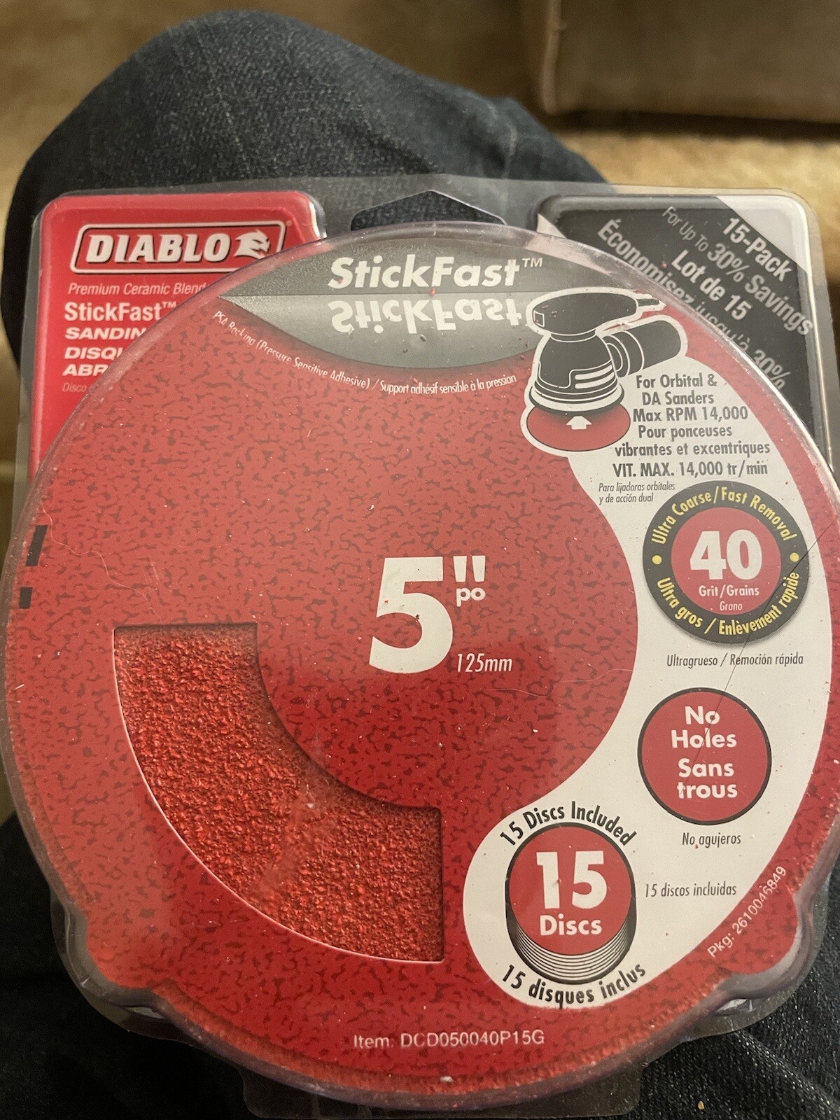 Diablo Sanding Discs 5in. PSA No Hole -1 5 Stick Fast for Orbital Sander
