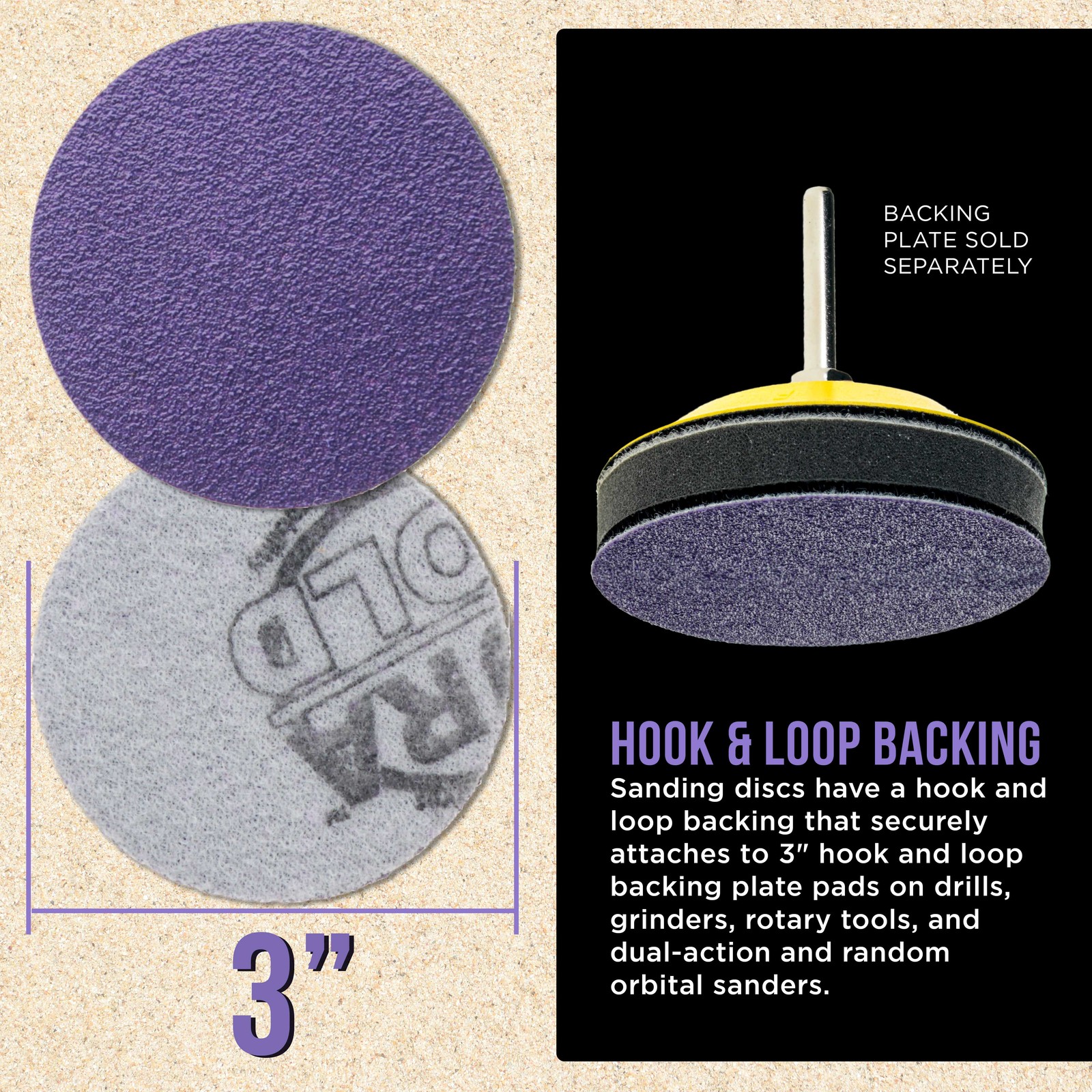 80 Grit 3″ Purple Ceramic Sanding Discs, Box of 30 – Hook & Loop Sandpaper