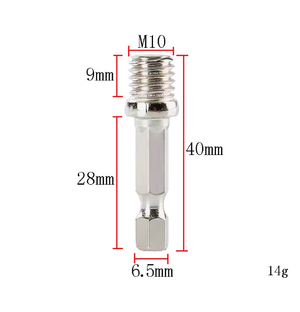 M10 M14 Thread to Power Drill Adapter Hex Shank for Polishing Backing Pads