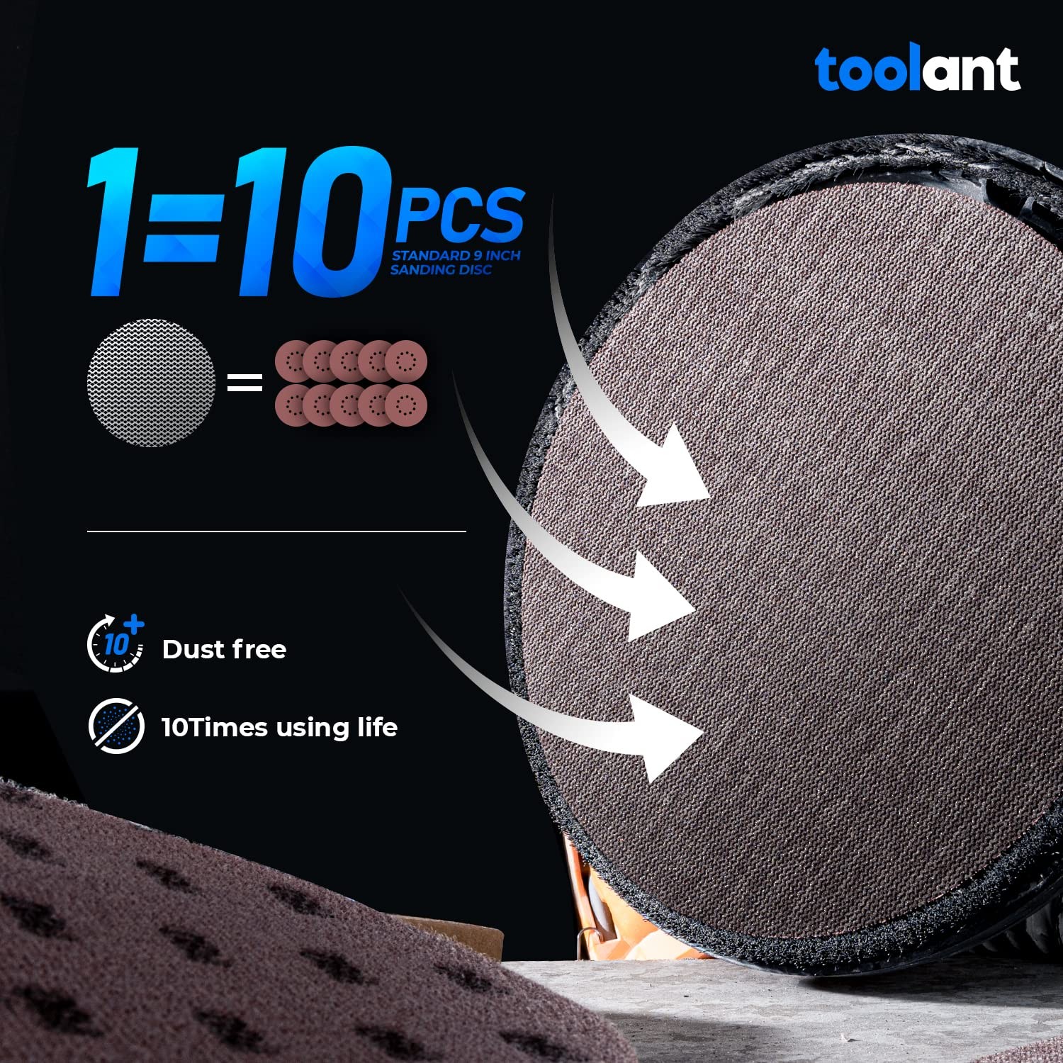 Mesh Abrasive 9 inch Drywall Sander Sandpaper, Dust-Free Hook and Loop Drywall