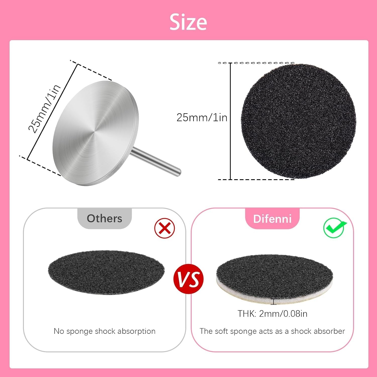 Sanding Paper Discs with Metal Nail Drill Bit Pedicure Sanding Disc 100pcs