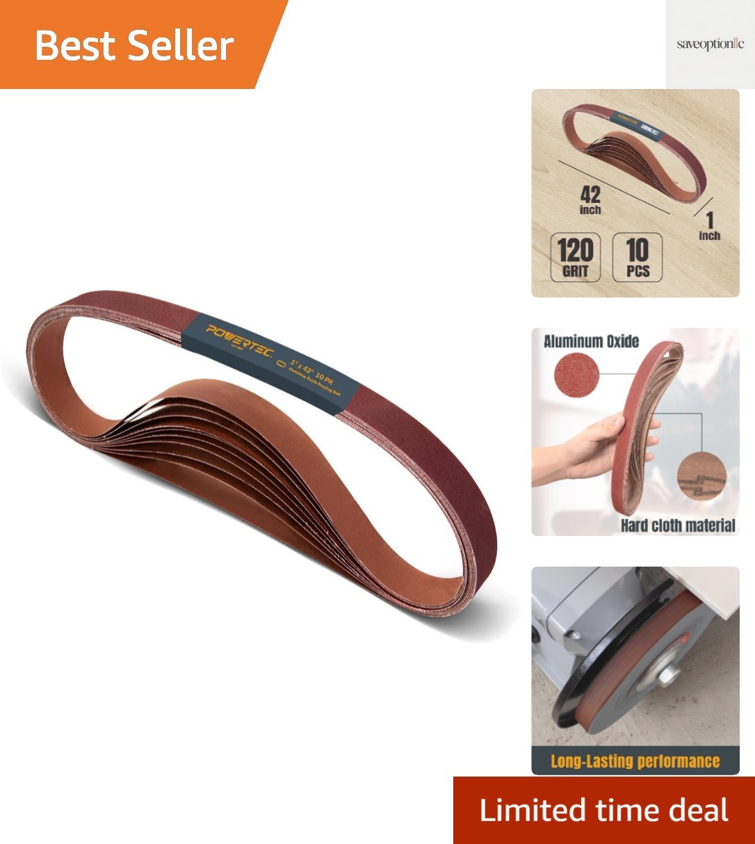 10-Pack 1×42 Inch 120 Grit Aluminum Oxide Sanding Belts – Heavy Duty Performance