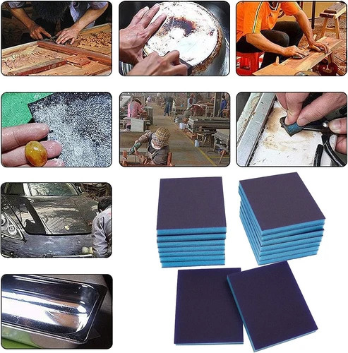 Bokwin 16Pcs Sanding Sponge, 220 Grit Washable Sponge Sand Blocks, Wet and Dry S