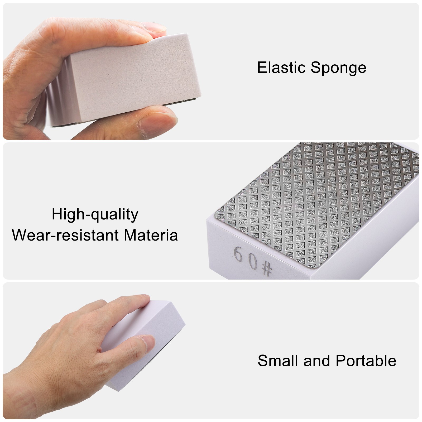 4PCS 60 Grit Diamond Polishing Pads Reusable Sanding Blocks for Stone Tile Glass