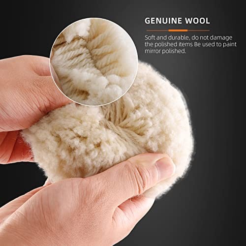 Wool Polishing Pad, 5Pcs 3″(75mm) 100% Natural Wool Buffing Pad with 1Pc