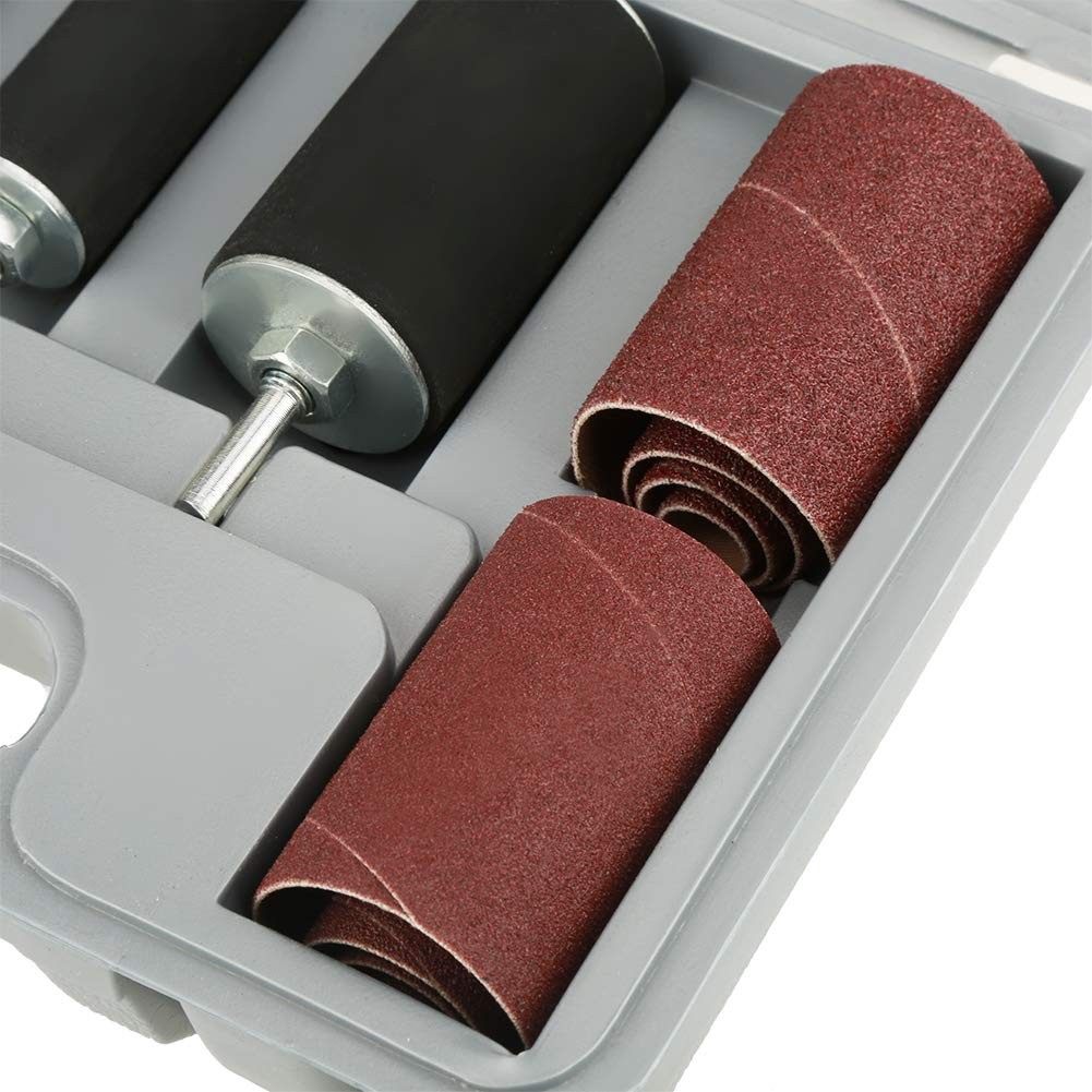 Rubber Sanding Drum Set Spindle Sander Sleeves Case DIY Carpentry Wood Working