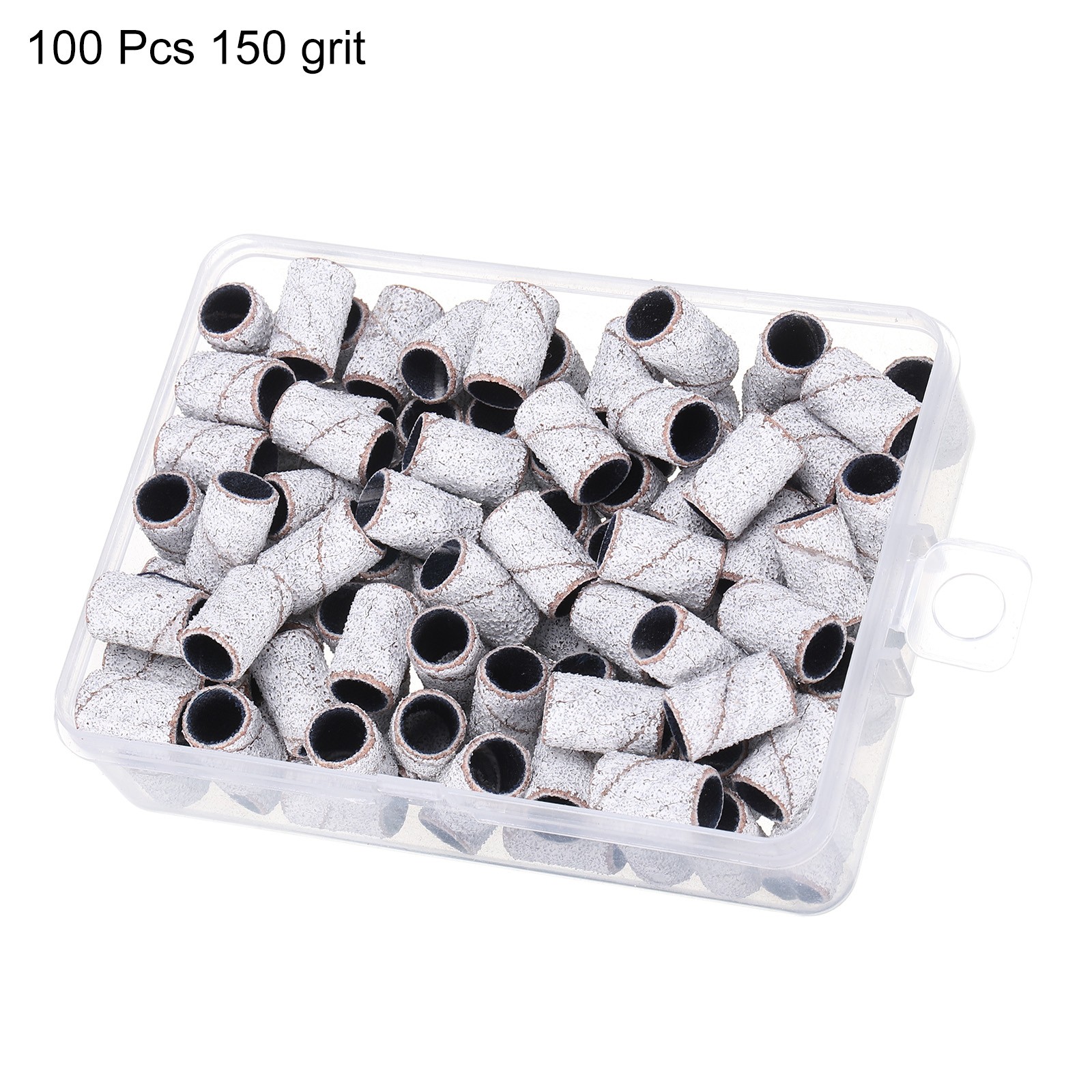 100pcs Small Sanding Bands 150 Grit for Nail Drill Bits White