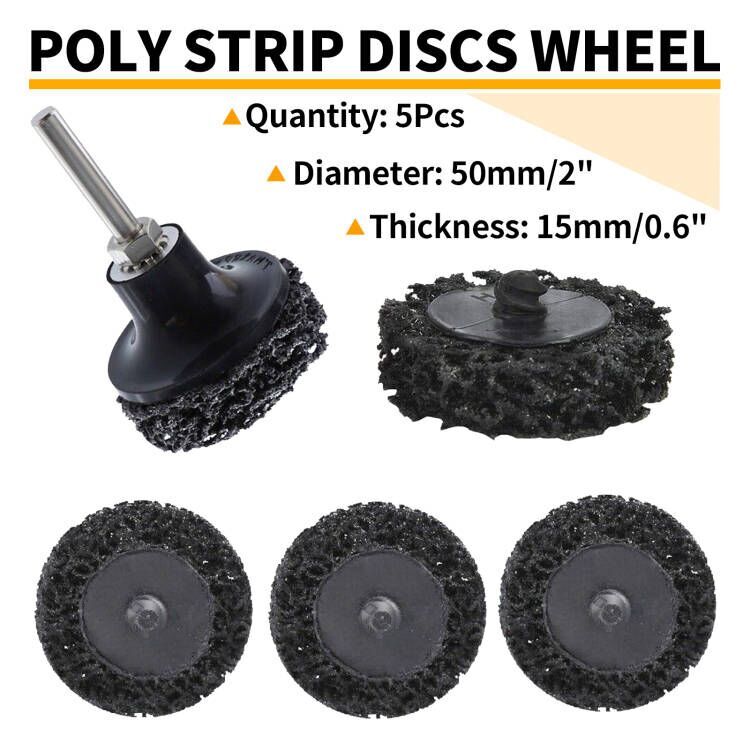 5 x Poly Strip Discs Wheel Rust Paint Removal Abrasive Drill Angle Grinder 50mm