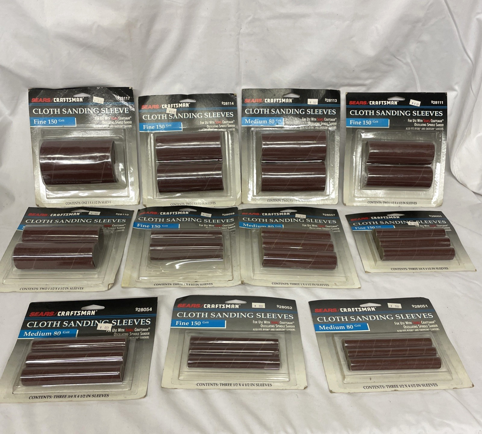 NIP CRAFTSMAN CLOTH SANDING SLEEVES OSCILLATING SPINDLE SANDER MEDIUM FINE GRIT