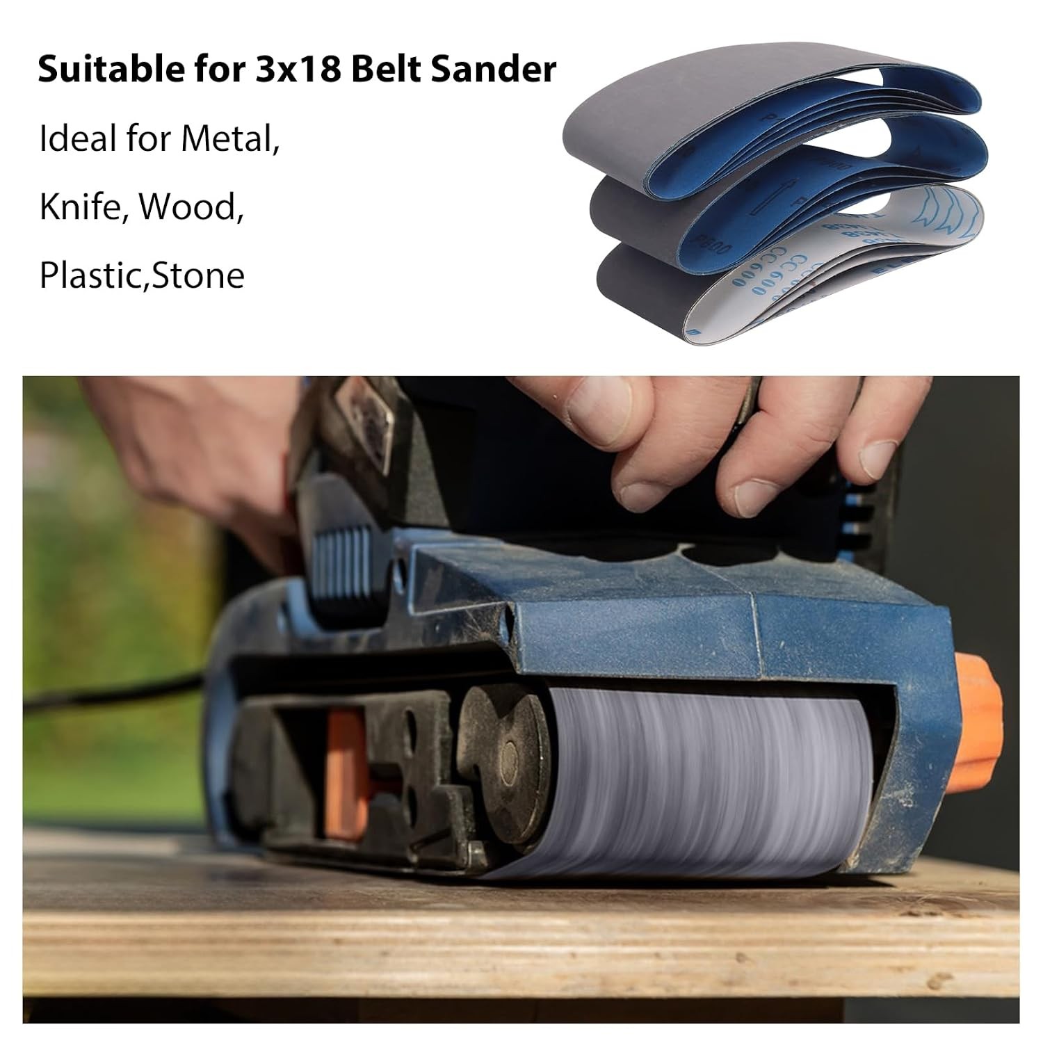 15 Pack 3 x 18 Inch Sanding Belts, 3×18 Silicon Carbide Sanding Belt, 5 Pcs Each