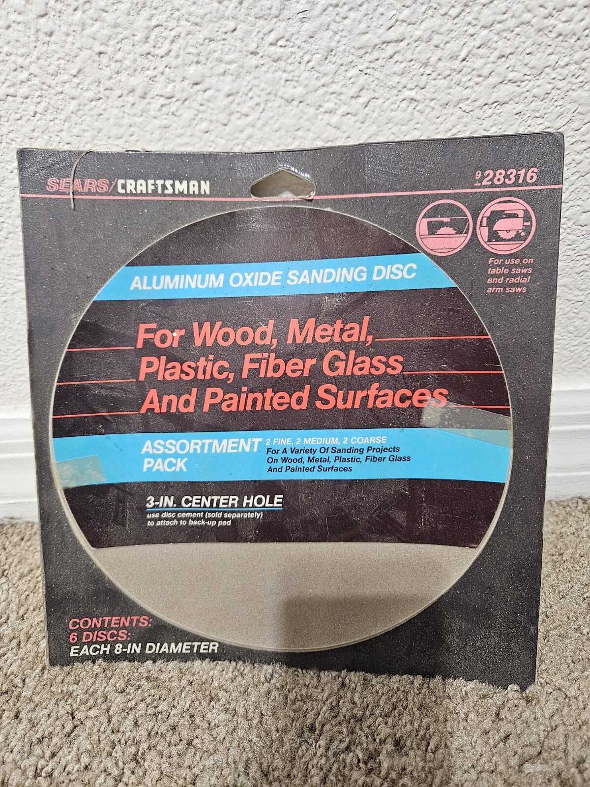SEARS CRAFTSMAN ALUMINUM OXIDE SANDING DISCS SET OF 6, 8″ DIAMETER