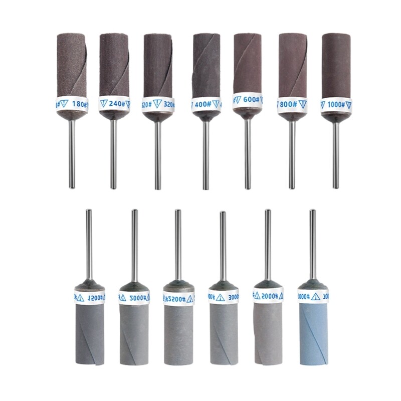 13Pcs Grit 180 to 3000 Sand Paper Bar Sandpaper Rotary Cutter 2.35mm Shank Rod