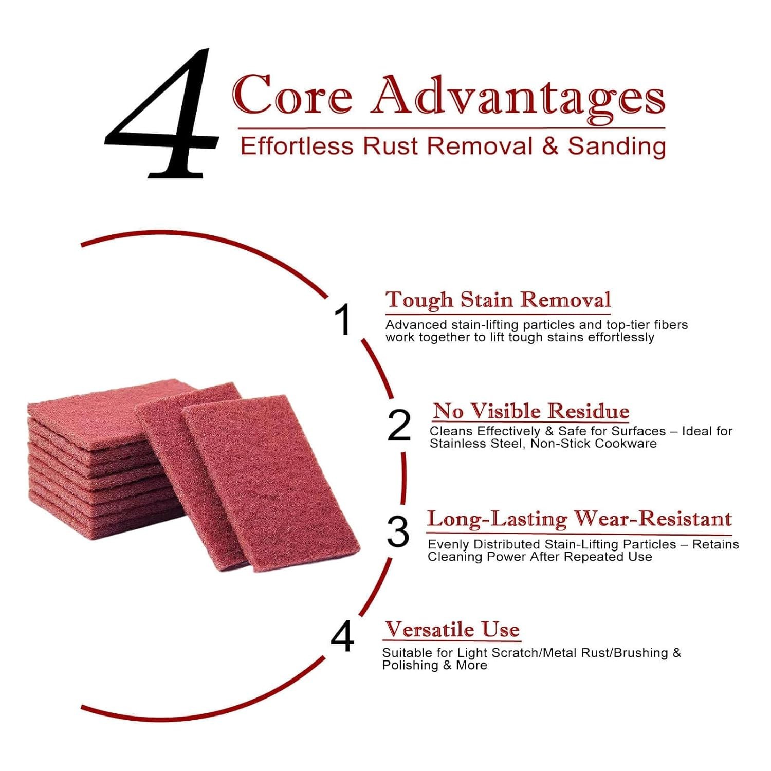 20 Count Extra Fine Abrasive Pads – 6″ x 9″ Red Scuff Pads with Gloves Included