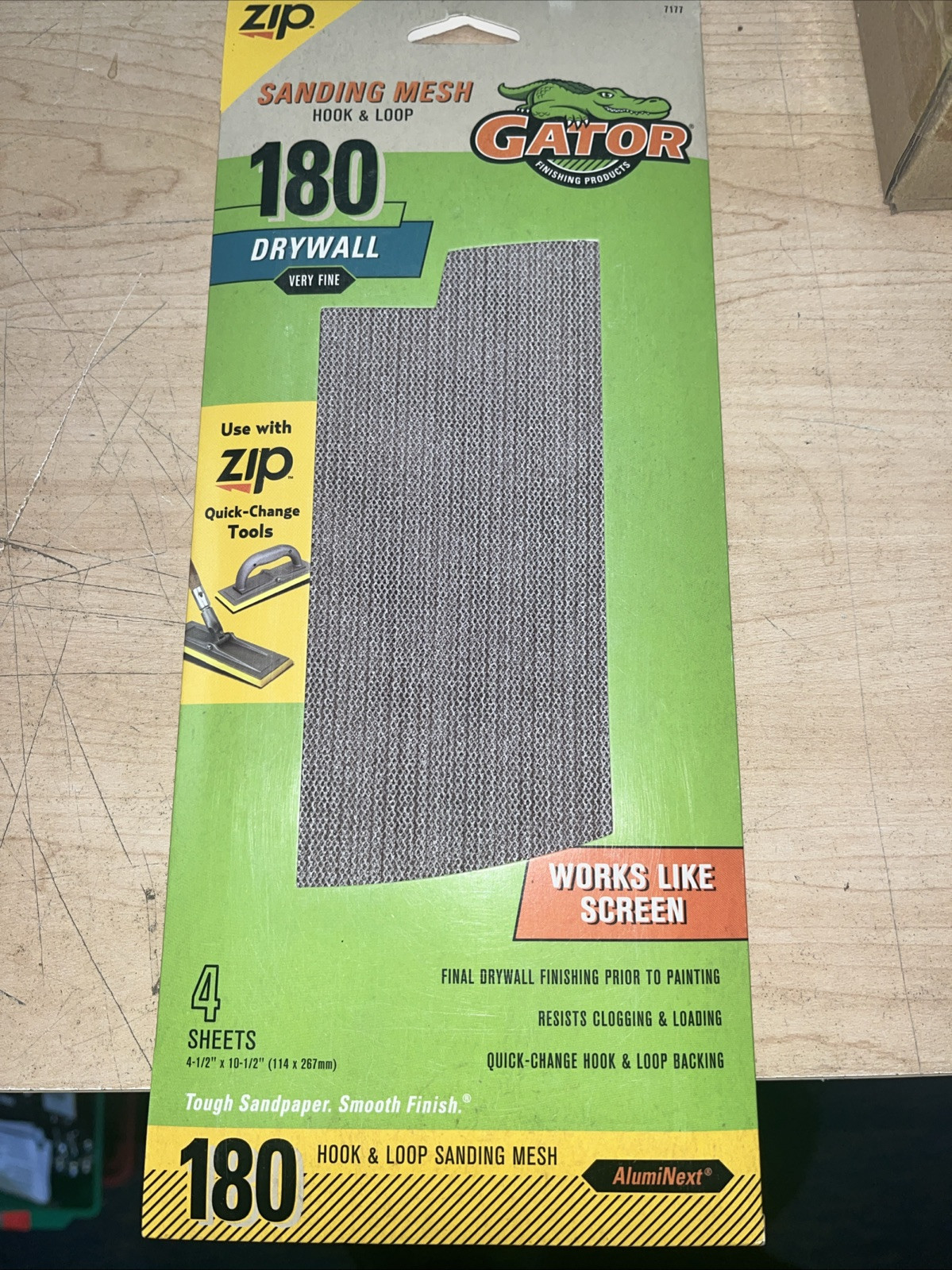 Zip Gator Hook Loop Sanding Mesh 180 Drywall Very Fine 4.5”x10.5” Sandpaper x 4