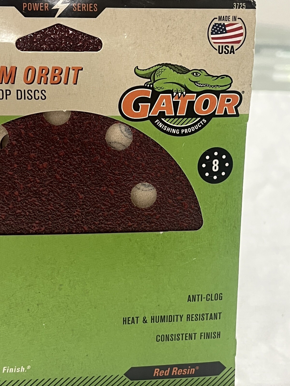 Gator 5” 8-Hole Red Resin Random Orbit Hook & Loop Discs 60 Remove Coarse (5D)