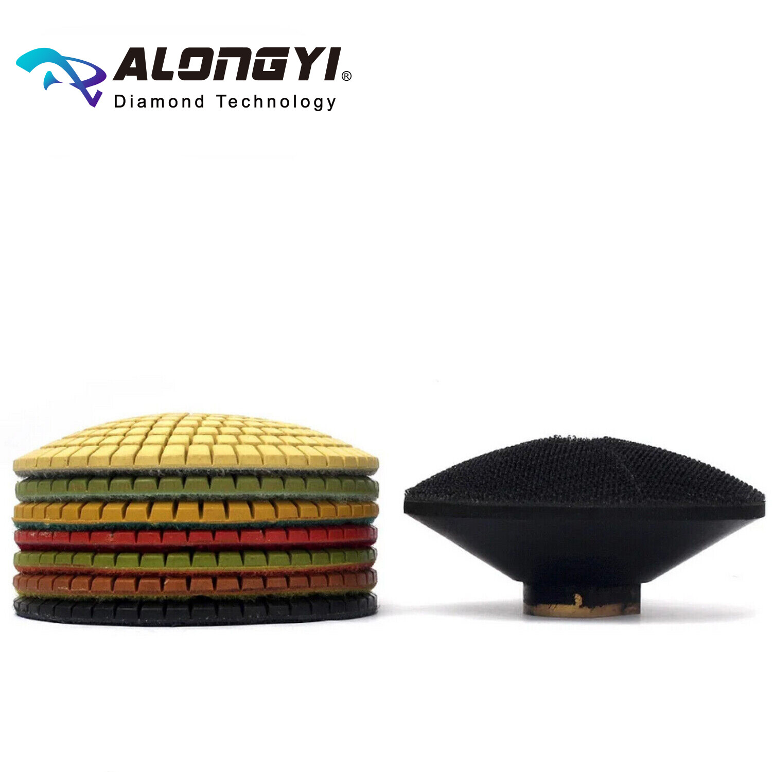 7pcs/Set 4 Inch Convex Wet Diamond Polishing Pads With Rubber Backer 100mm