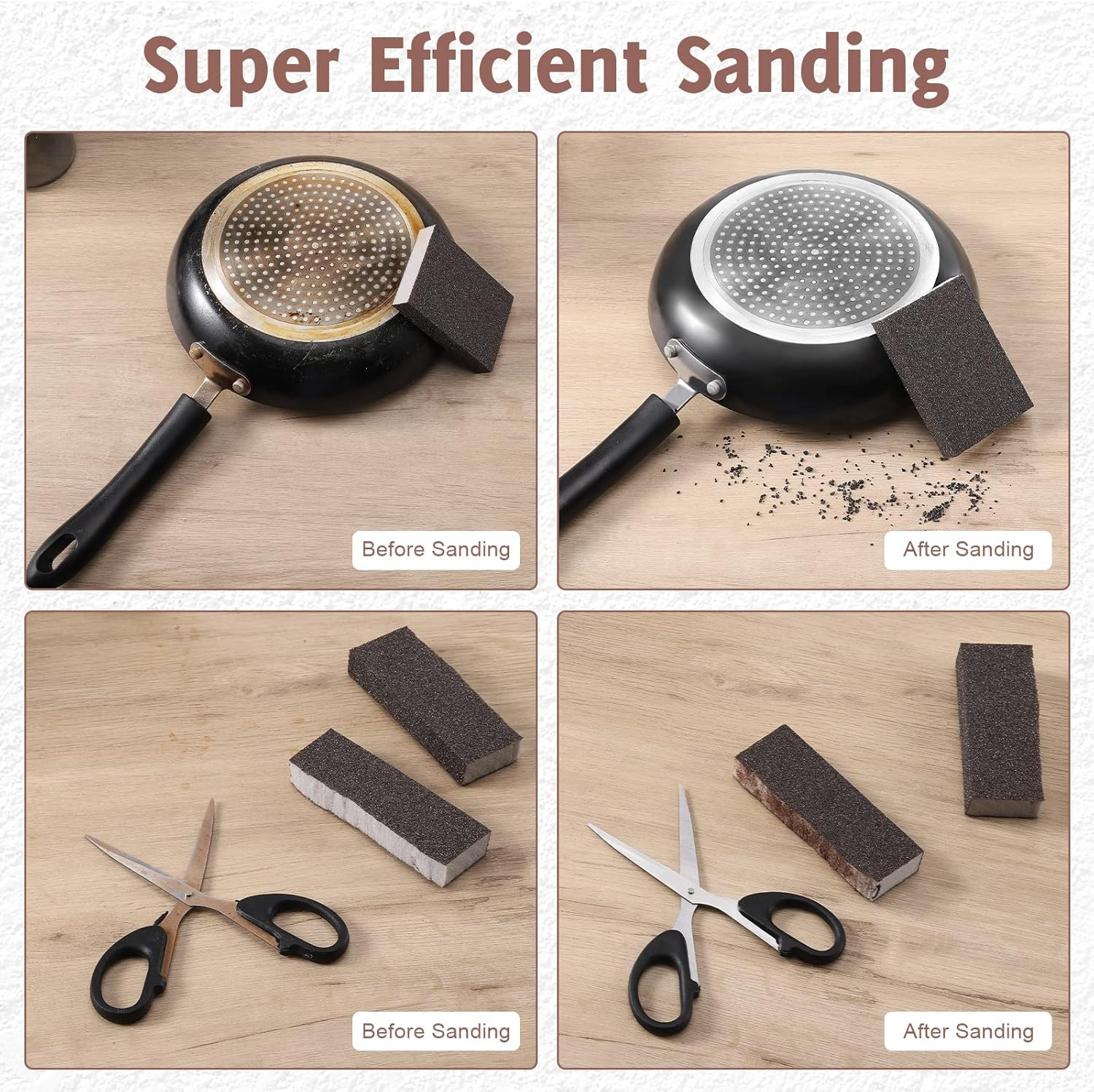 8PCS Sanding Sponge, Sanding Blocks of 60/80/120/220 Assorted Grits, Flexible &