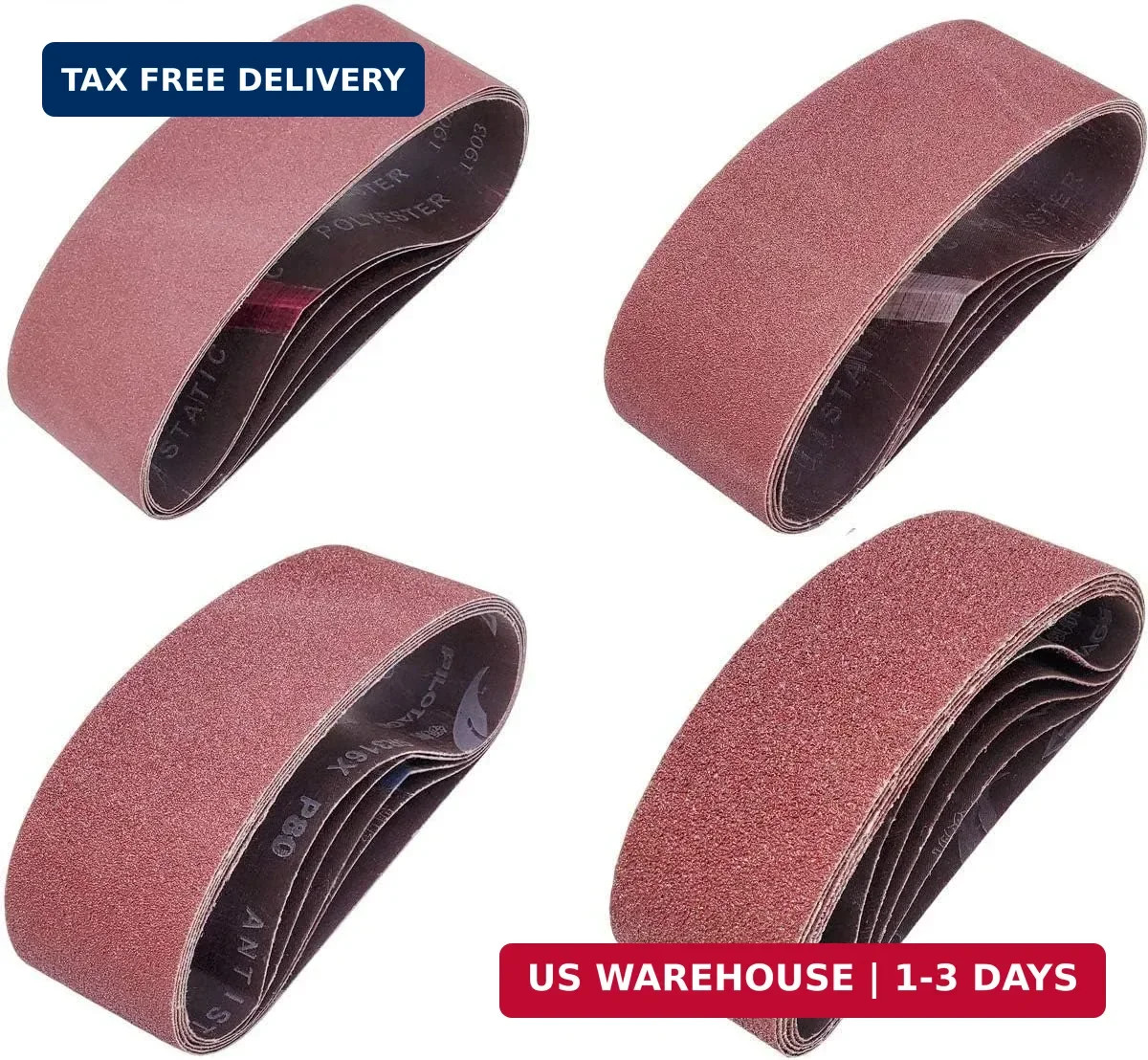 20 PCS 3 inch x 21 inch Abrasive Sanding Belts – 5 Each of 40 80 120 240 Grit Al