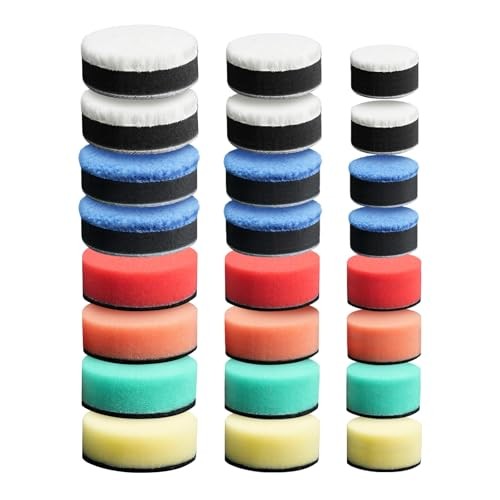 24PCS Multi-Size Polishing Pad Kit – 1/1.5/2 Inch Foam Wool Buffing Pads for