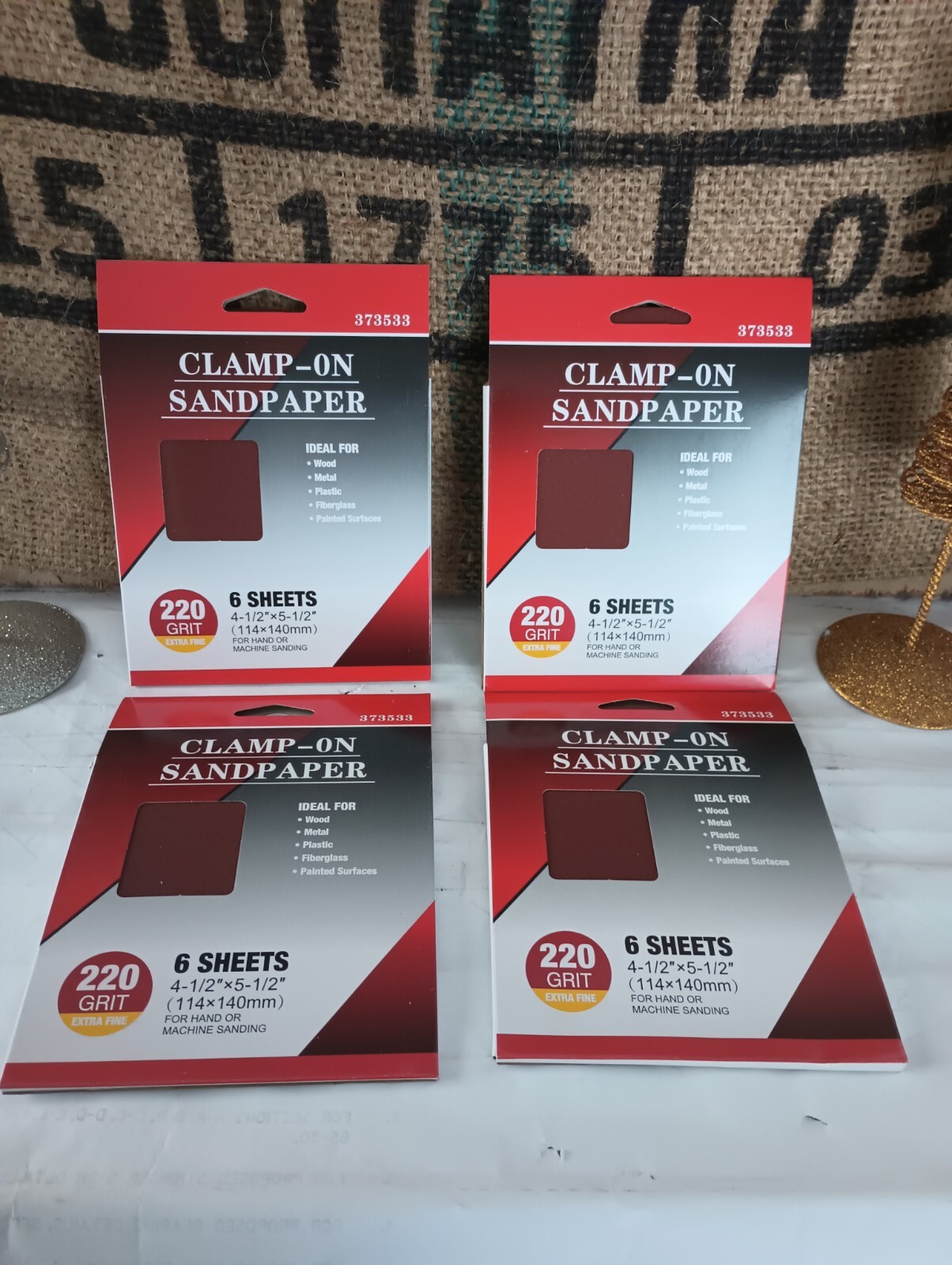 24 SHEETS- 4.5 x 5.5″ Palm Sander 1/4″ Sheets Clamp on Sandpaper -220 Grit XFINE