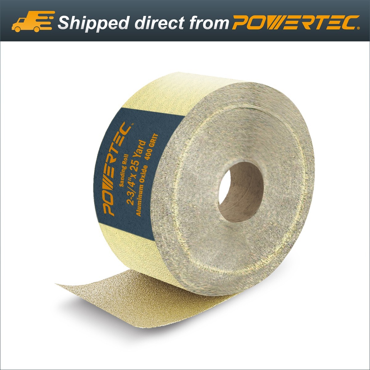 POWERTEC 400 Grit Gold 2-3/4″ Longboard by 25 Yards AO Sanding Paper (4RA1140)