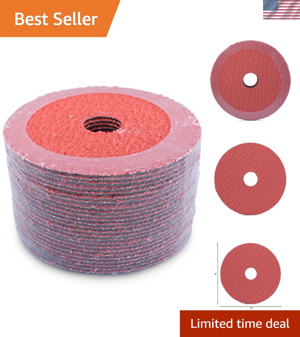 Durable 5″ Ceramic Resin Fiber Discs, 36 Grit, Perfect for Grinding and Blending