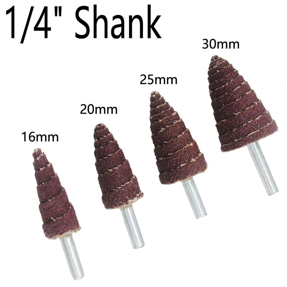 20 Pcs Cone Shape Sandpaper Deburring Sanding Polishing Flap Wheel 1/4 Shank