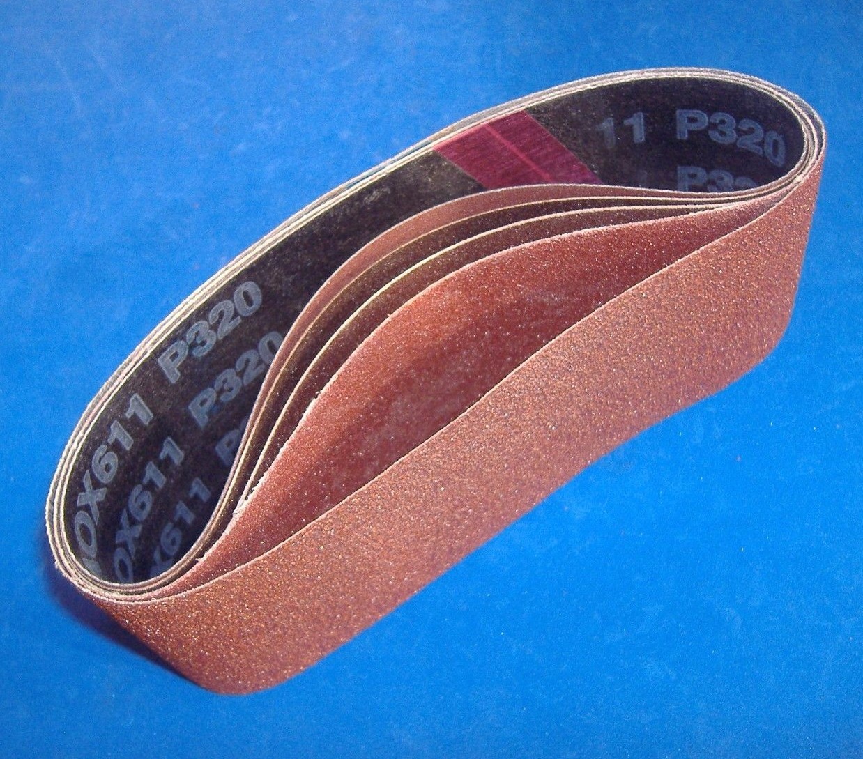 LOT OF FIVE 2 1/2″ X 16″ SANDING BELTS 60 80 120 180 320 GRIT