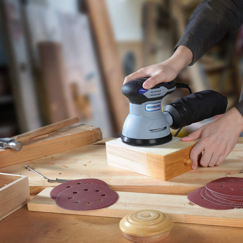 WORKPRO Sanding Disc Set 150piece 5-inch 8-Hole Sandpaper 10 Grades 60-600 Grits