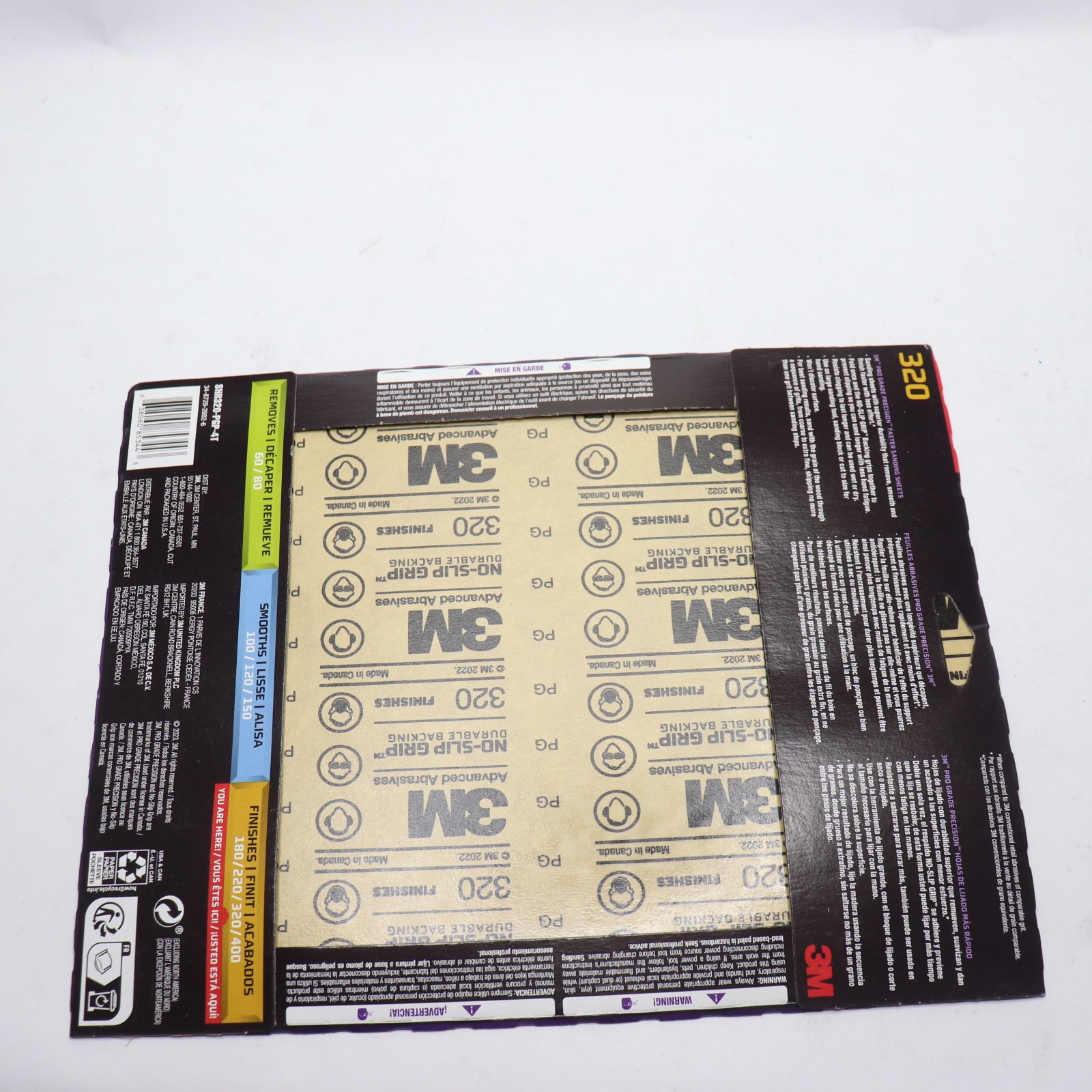 (4-Pk) 3M Sandpaper Sheet 320 Grit 9″W 26320PGP-4