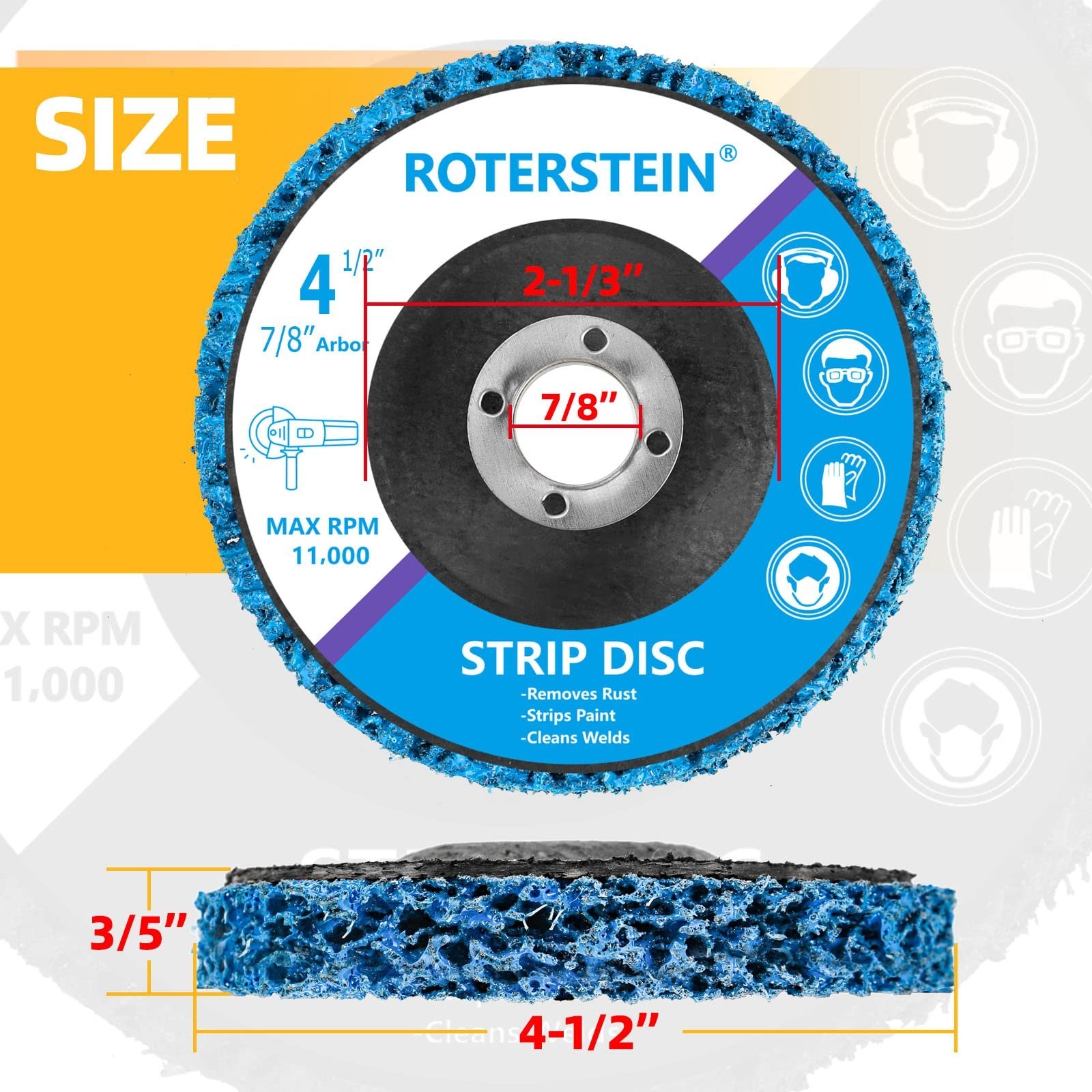 10 Pack 4.5″ Strip Discs for Angle Grinder – Clean Paint, Rust, Welds, Oxidation