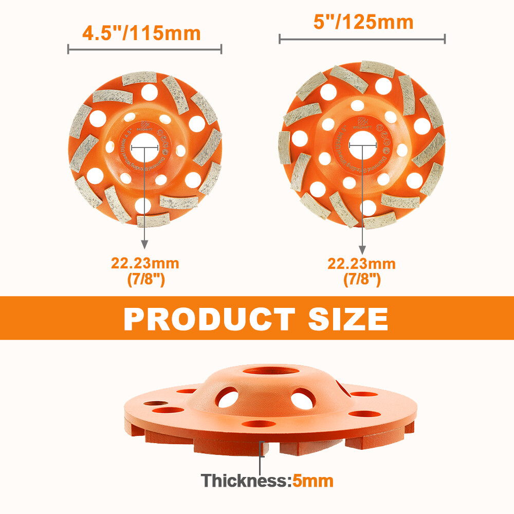 4.5/5 inch Diamond Segment Grinding Wheel Disc Grinder Cup Concrete Porcelian