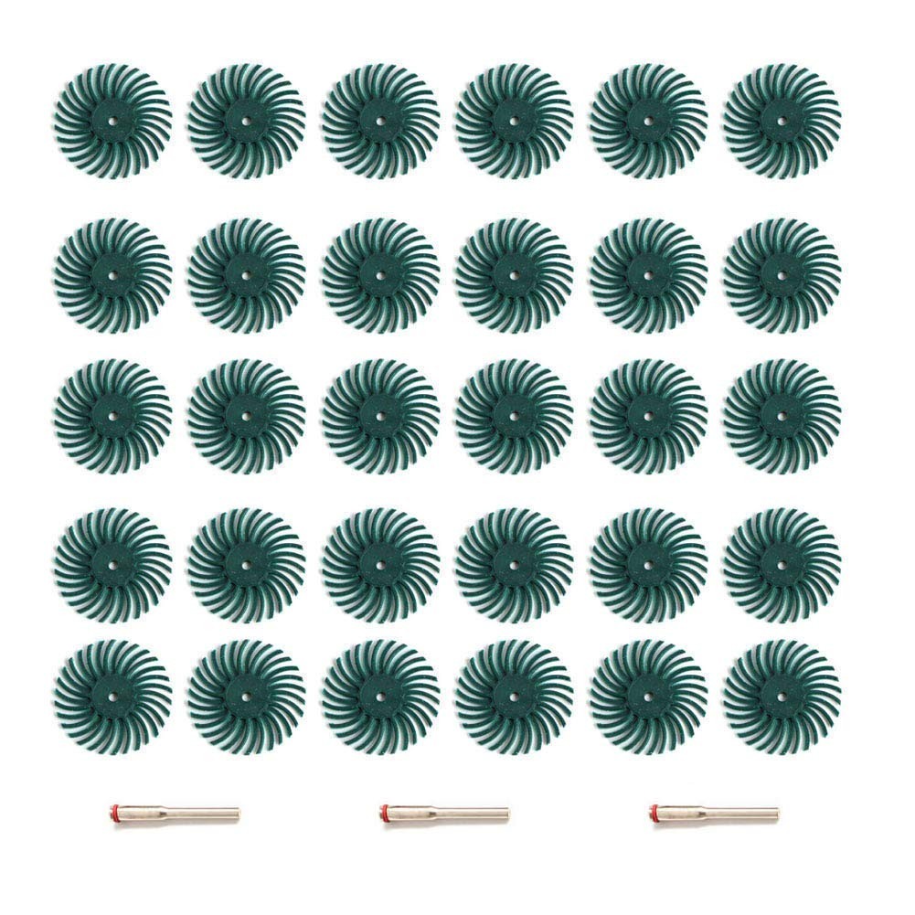 30pcs 1 Inch Radial Bristle Disc Kit with 1/8″ 3 mm Shank for Rotary Tools,De…