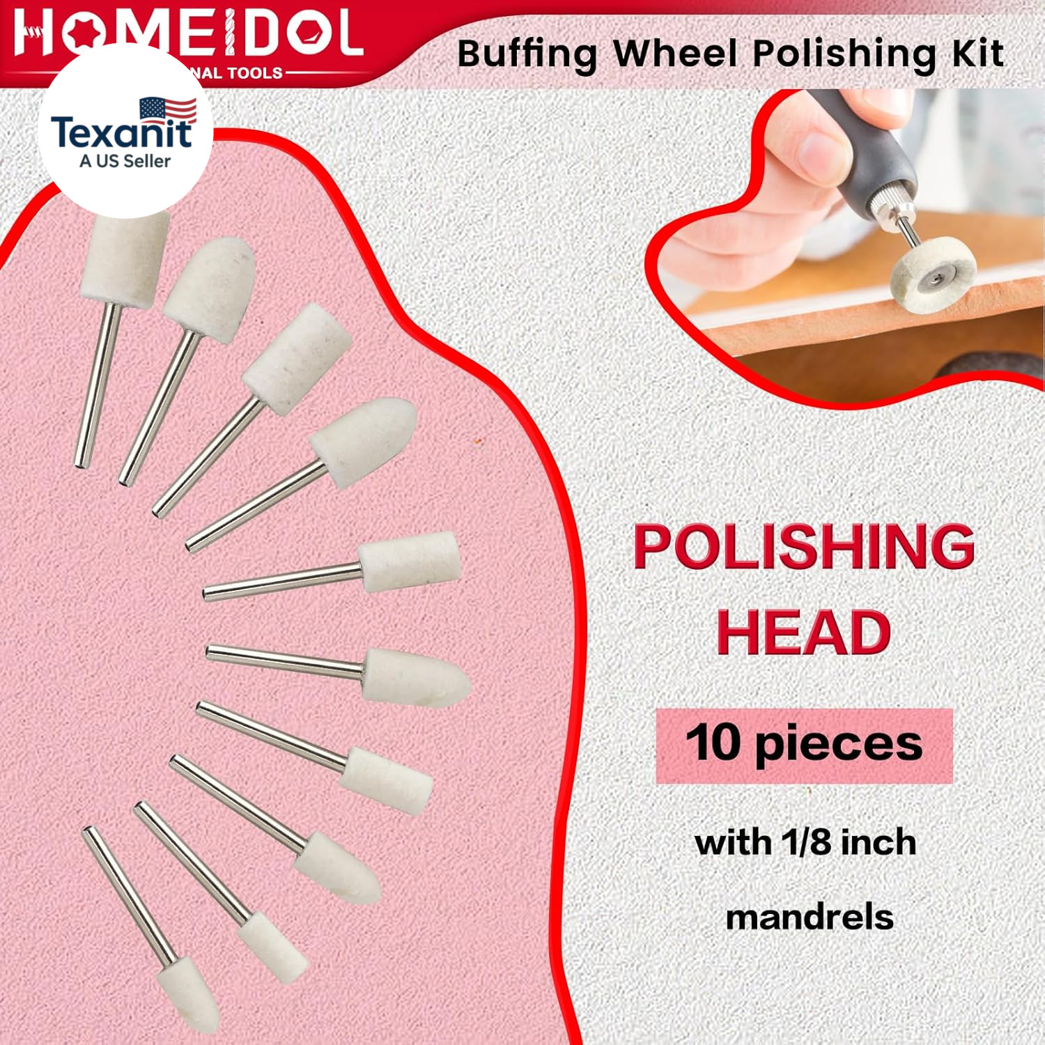 72 PCS Buffing Wheel Polishing Kit Compatible with Dremel, with Polish Compound,