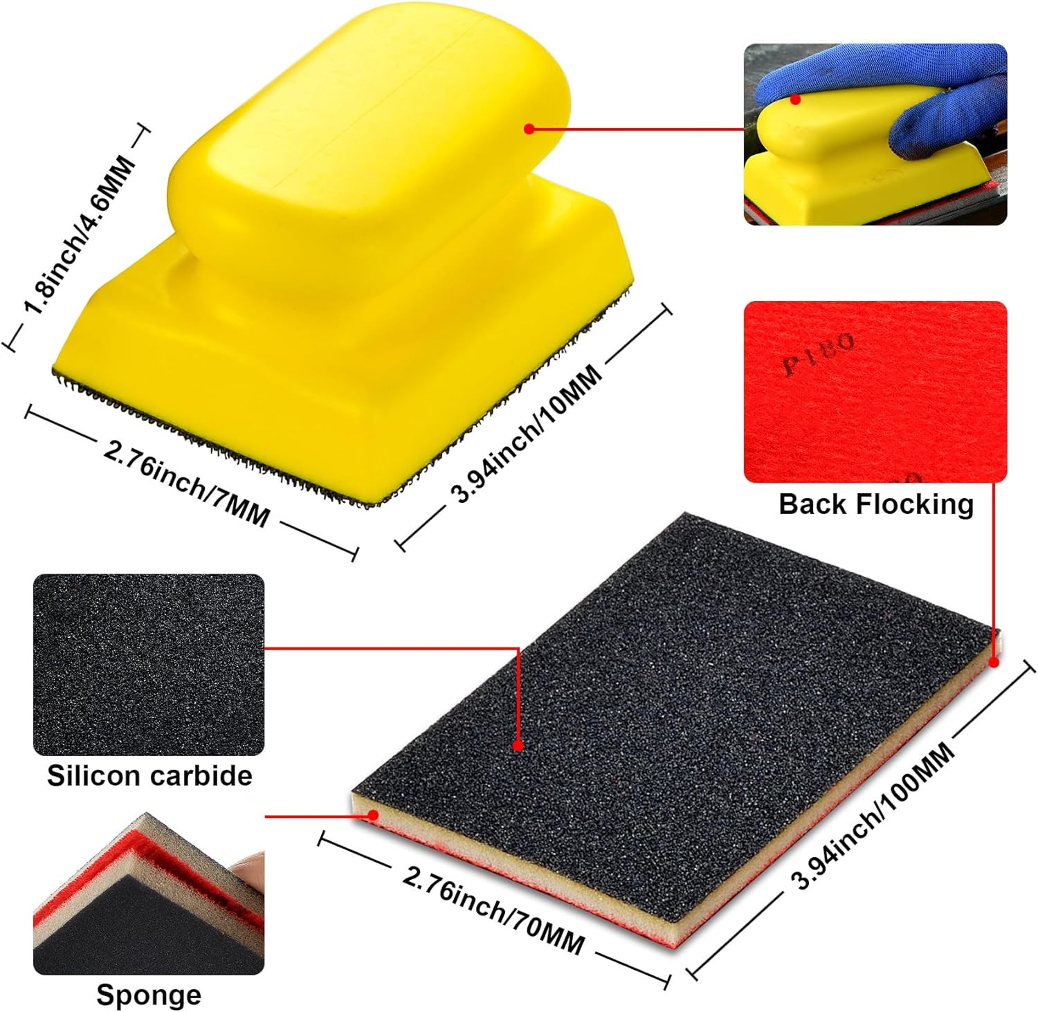 24PCS Sanding Sponge Set,180-3000 Grit Soft Foam Hand Sander Block,3×4 Inch Wet