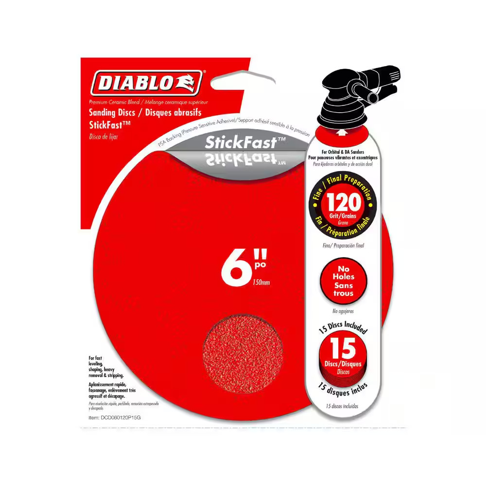 6 In. 120-Grit ROS Stickfast Sanding Discs