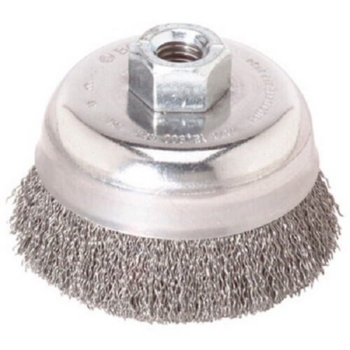 Bosch 6 In. wb526 Wheel Dia 5/8 In.-11 Arbor Carbon Steel Crimped Wire Cup Brush