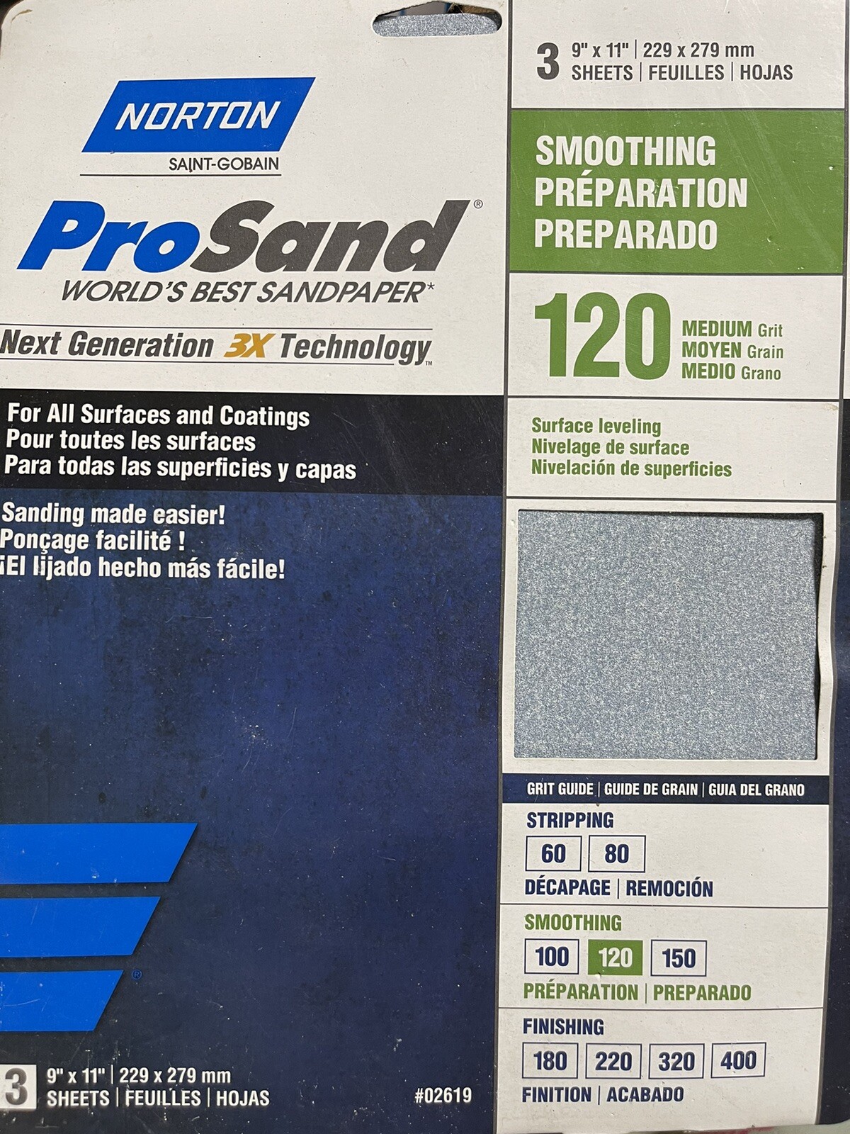 Norton ProSand 11 in. L x 9 in. W 120 Grit Medium Aluminum Oxide Sandpaper